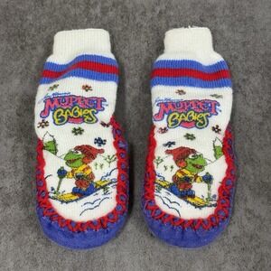 Vintage 80's Muppet babies Slippers Socks Baby Toddler size 3-4 Kermit The Frog